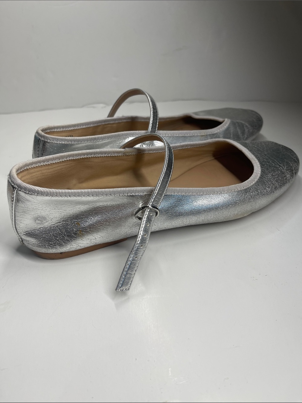 Madden Girl by Steve Madden Metallic Silver Mary Jane Ballet Flats. - Picture 4 of 7